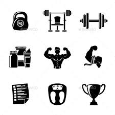 Set Of Bodybuilding Icons With Dumbbell Weight Gym Icon Bodybuilding Fitness Icon