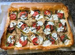Check out our vegetarian recipe for fresh figs stuffed with peppered goat's cheese and baked in crispy filo. Cheesy Roasted Vegetable Phyllo Dough Pizza Recipe