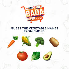 You will also find pictures of vegetables here. Big Bazaar Can You Guess These Vegetable Names From The Emojis Share In Comments Below Get Free Rs 500 Worth Of Fruits Amp Vegetables On Shopping Of Rs 2500 At Your Nearest