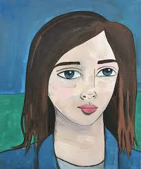 Abstract Blue Portrait Painting by Kitty Cooper