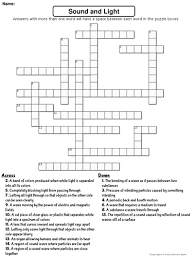 Crossword puzzles are for everyone. Sound And Light Crossword Puzzle Teaching Resources