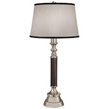 Stiffel Cora Satin Nickel And Faux Black Leather Table Lamp 46m64 Lamps Plus Table Lamp Lamp Stiffel