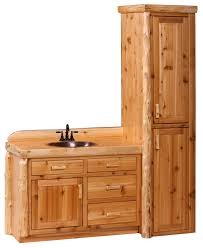Cabinet with hamper bathroom vanity with from bathroom linen cabinets with matching vanity bathroom vanities with matching linen. Cedar Log Vanity And Linen Cabinet The Log Furniture Store