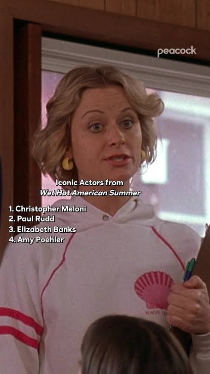 The stars were out that summer ☀️ #WetHotAmericanSummer is streaming now on  Peacock. #PaulRudd #AmyPoehler #ElizabethBanks