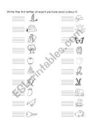 This is our entire collection of letter a worksheets all in one place! Write First Letter Of Each Picture Esl Worksheet By Ejrb