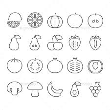 Fruit Outline Icons Vector Eps Vegetarian Cherry Available Here Https Graphicriver Net Item Fruit Outline Icons 1171 Outline Restaurant Icon Icon Set