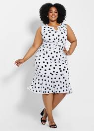 Keyhole Polka Dot Dress Plus Size Cocktail Dresses Dot Dress