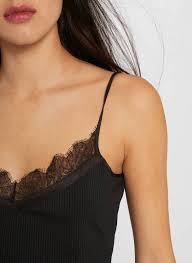 Caraco ajusté en jersey de coton bio. Caraco Avec Dentelle Noir Morgan Femme Place Des Tendances