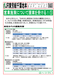 地本団体交渉情報 東日本旅客鉄道労働組合 千葉地方本部