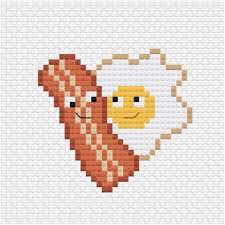 Andwabisabi has created many kawaii patterns with food. Bacon And Egg Cross Stitch Pdf Pattern Ringcat Cross Stitch Cross Stitch Funny Cross Stitch Art