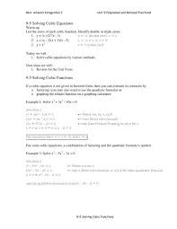 If you want guidance with math and in particular with factoring cubic equations or multiplying come pay a visit to us at mathfraction.com. 9 5 Solving Cubic Equations Notes