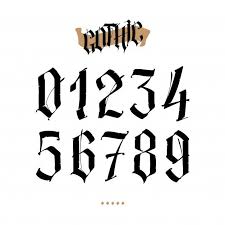 The Numbers Are In The Gothic Style Number Tattoo Fonts Tattoo Lettering Design Chicano Tattoos Lettering