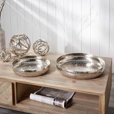S/2 Silver Hammered Metal Bowls