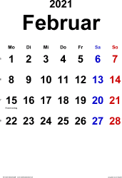 Wochenkalender 2021 schweiz zum ausdrucken. Kalender Februar 2021 Als Pdf Vorlagen