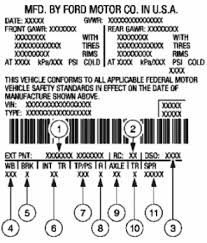 vehicle door jamb sticker decoding page