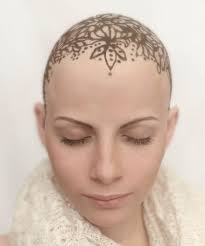 How Women Are Using Henna To Embrace Their Baldness Hair Loss Women Bald Head Tattoo Bald Women