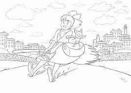 Delivery flying kikis service traditional traditionalart witch ghiblifilms kikisdeliveryservice. Kikis Delivery Service Printable Coloring Pages