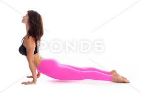 Pretty Woman In Yoga Pose Upward Facing Dog Position Stock Photos Ad Pose Upward Yoga Pretty Upward Facing Dog Yoga Poses Poses