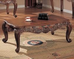 The tabletop of our classic coffee table is bright and shiny, like a mirror, reflecting your reflection. Deep Brown Classic Coffee Tables W Shell Leaf Carving Details