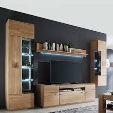 Wohnzimmer Anbauwand Vantria Aus Eiche Bianco 305 Cm In 2020 Wohnzimmereinrichtung Anbauwand Wandvitrinen