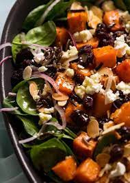 Drummond's recipe for perfect potato salad recommends using russet potatoes and cutting them into halves or thirds before boiling them. Wickedly Delish Sweet Potato Salad Recipe Salad With Sweet Potato Recipetin Eats Sweet Potato Spinach