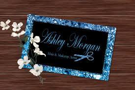 As this is a business card for a makeup artist, you can also put other information on there if it. Blue Glitter Makeup Artist Business Card Grafik Von Sugamiart Creative Fabrica