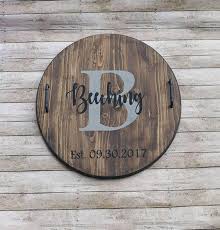 Custom Serving Tray Round Wooden Tray With Handles Wedding Gift Housewarming Personalized Servin Round Wooden Tray Personalized Serving Tray Serving Tray Decor