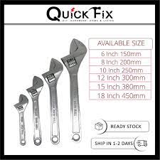 Peraturan wrench setiap kali anda mengambil sepana yang boleh laras, simpanlah tiga perkara utama ini: Quickfix 6 18 Inch Adjustable Wrench 150 450mm Switch Spanar Spannar Spanner Spaner Spana Sepana Boleh Laras Shopee Malaysia