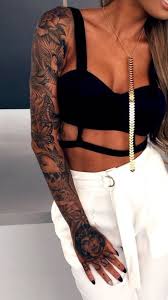 Black And White Sleeve Ideas Black Top White Pants Flowers And Butterflies Tattoo Sleeve Ideas For Men Golden Necklace Tattoo Sleeve Men Girls With Sleeve Tattoos Skull Sleeve Tattoos