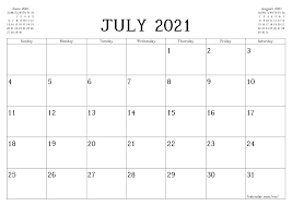 Blank monthly calendar for july 2021 on one page. Free Blank July 2021 Calendar Monthly Calendar Printable Calendar Printables June Calendar Printable