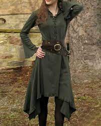 Plain Vintage Lace Up Front Midi Dress In 2021 Long Sleeve Vintage Dresses Medival Outfits Vintage Dresses