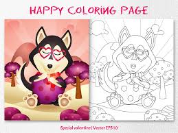 Printable coloring and activity pages are one way to keep the kids happy (or at least occupie. A Cute Husky Dog Coloring Pages Grafico Por Wijayariko Creative Fabrica