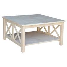 Hampton Square Coffee Table Unfinished International Concepts In 2020 Coffee Table Coffee Table Square Table