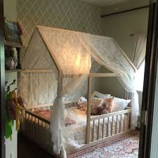 Full Montessori Floor House Bed Frame With Four Removable Railings Made In Usa House Frame Bed Toddler Rooms House Beds