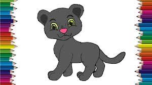Printed on 100% cotton watercolour textured paper, art prints would be at home in any gallery. How To Draw A Cute Panther Easy Cartoon Black Panther Drawing And Coloring Youtube