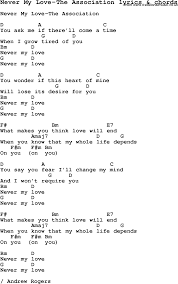Never My Love Lyrics By The Association Learntoplayguitar Ukulele Tabs Songs Song Lyrics And Chords Guitar Chords For Songs