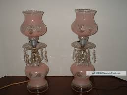 Vintage 1940 S Hurricane Style Pink Glass Boudoir Table Lamps Pr Vgc Art Lamp Pink Lamp Lamp