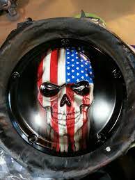 3d American Flag Skull Harley Derby Cover Www Brockblackdesigns Com American Flag Bmw Logo Harley