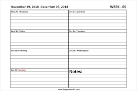 November 2018 Weekly Calendar Editable Weekly Calendar Template Weekly Calendar Weekly Calendar Printable