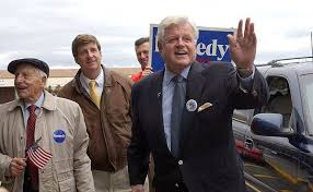 Sen. Edward M. Kennedy waves to supporters as he arrives at his son Patrick  Kennedy's campaign