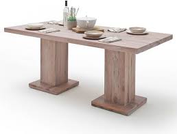 Massiver esstisch wild oak 240 cm weiß gekälkt made in eu. Esstisch Manchester In Eiche Gekalkt Massiv Matt Lackiert Mit 2 Saulen Massivholztisch 180 X 90 Cm Saulentisch Kaufen Bei Oe Online Einrichten Gmbh