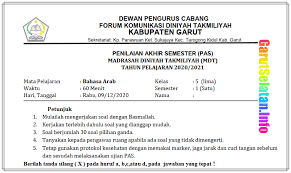 Bahasa Arab Kelas I Vi Soal Pas Ganjil Madrasah Diniyah Takmiliyah