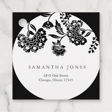 黒い花のダマスク織の住所シール ラウンドシール zazzle co jp ダマスク織 黒い花 ダマスク