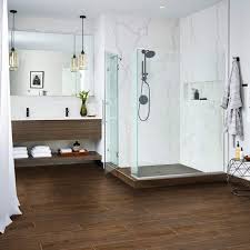 We prefer ceramic or porcelain tile in bathrooms. Move Over Hardwood Porcelain Wood Look Tile Is In The House
