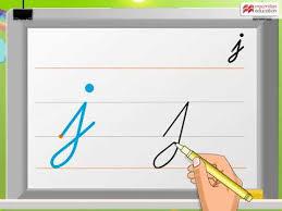 The cursive j goes up high and down low. Cursive Writing Small Letter J Macmillan Education India Youtube