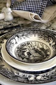 Black And White Dinnerware Queen Annes Table Back Porch Musings White Decor White Dishes Black Toile