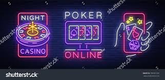 Casino Is A Set Of Neon Signs Logo Collection In Neon Style Luminous Banner Bright Neon Advertising Online Poker Gambling Neon Signs Logo Collection Neon