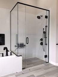 Custom Frameless Glass Shower Enclosure Matte Black Finish Frameless Glass Shower Enclosure Glass Shower Enclosures Glass Shower