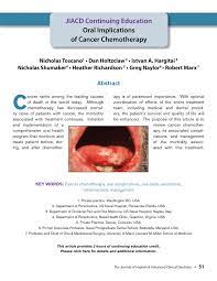 The primary symptoms are dry mouth and eyes. Pdf Oral Implications Of Cancer Chemotherapy