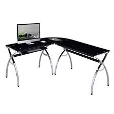 Follow these free l shaped desk plans to create this l shaped desk. L Shaped Colored Tempered Glass Top Desk With Pull Out Keyboard Tray Black Techni Mobili Target